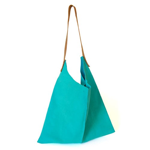 Schultertasche MARSALA, Veloursleder, türkis