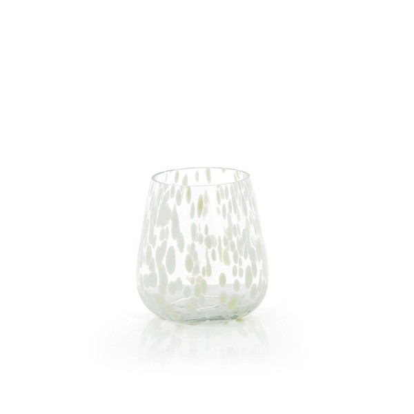 Teelichthalter CONFETI WEISS, Glas