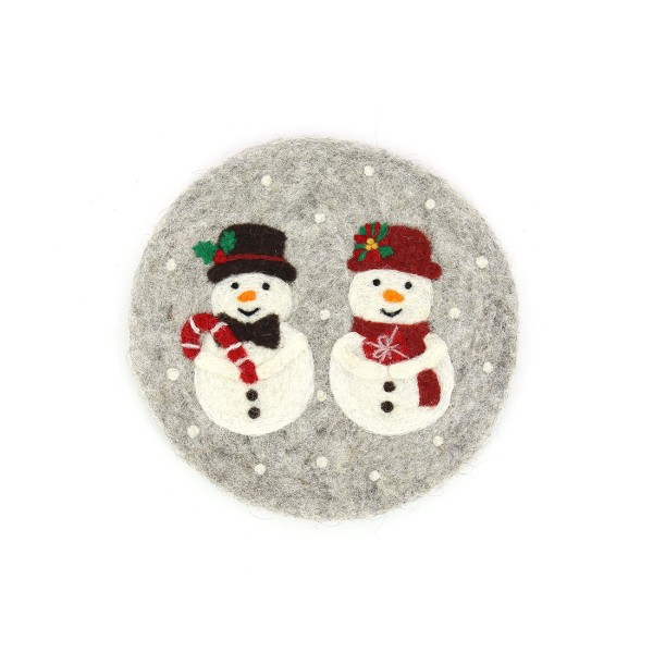 Topfuntersetzer SCHNEEMANNPAAR, Filz
