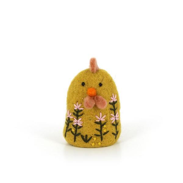 Eierwärmer KÜKEN FLORAL GELB, Filz