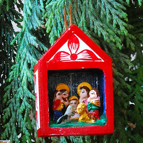 Anhänger KRIPPE, Keramik/Holz