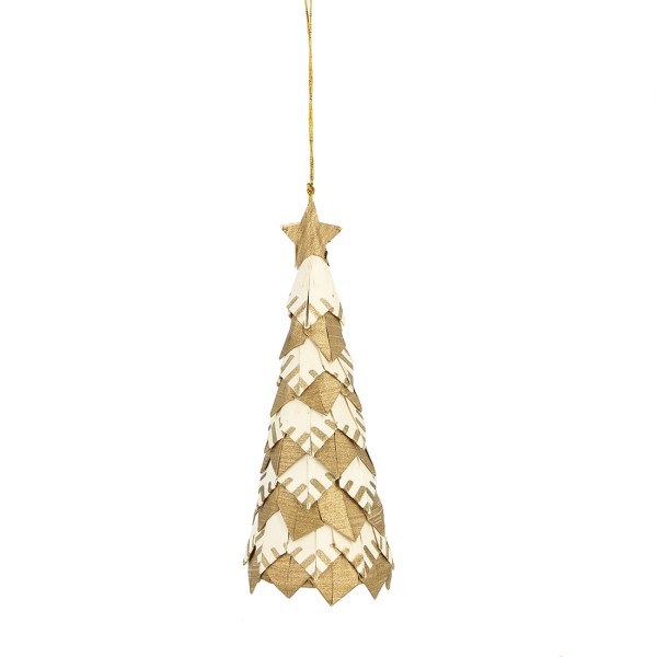 Anhänger WEIHNACHTSBAUM WEISS GOLD, Papier