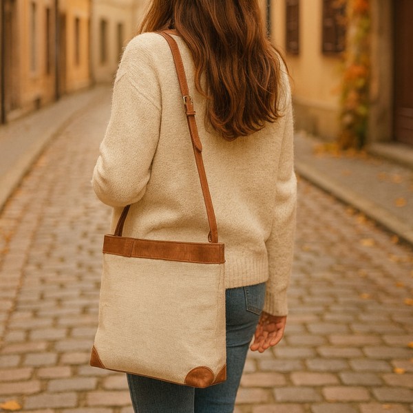 Shopper LISSABON, Canvas und Ökoleder