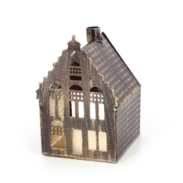 Windlicht HAUS BRONZE, Eisenblech