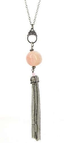 Kette SATIS ROSA, Messing/Glas