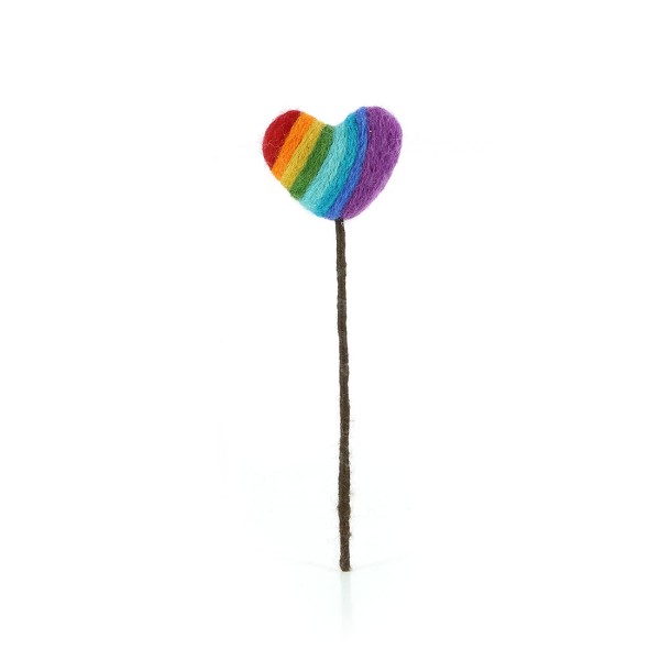 Filzstecker HERZ REGENBOGEN, Filz