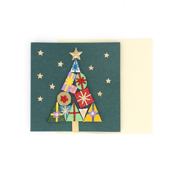 Grußkarte WEIHNACHTSBAUM GESCHENKE, Jute Paper