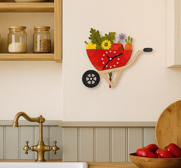 Wanduhr SCHUBKARRE, Metall