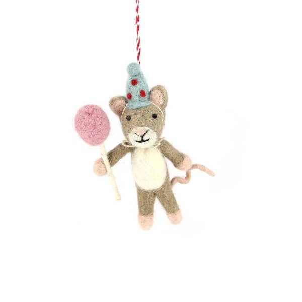 Anhänger MAUS MIT ZUCKERWATTE, Filz