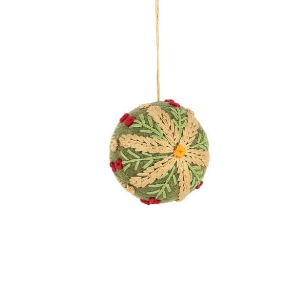 Anhänger KUGEL FLORAL GRÜN, Filz