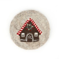 Topfuntersetzer LEBKUCHENHAUS DUNKEL, Filz