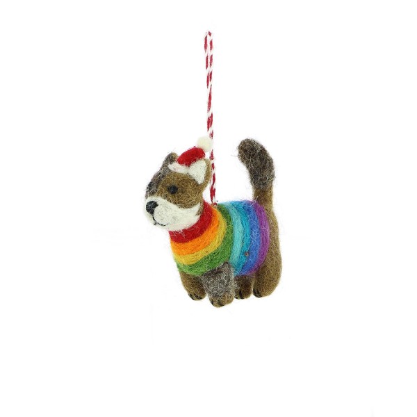 Anhänger KATZE REGENBOGENPULLI, Filz