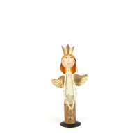 Figur ENGEL GLOCKE, Metall, Eukalyptusholz