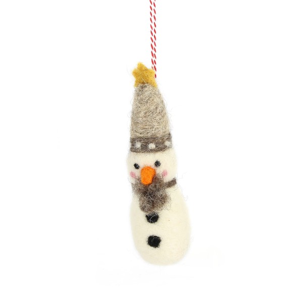 Anhänger SCHNEEMANN GRAU, Filz