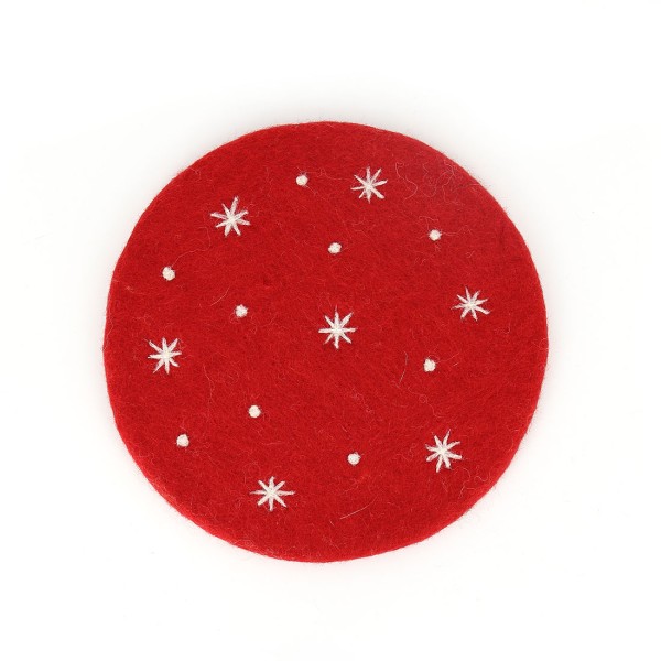 Topfuntersetzer SCHNEEFLOCKEN ROT, Filz