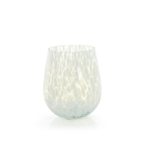 Teelichthalter CONFETI WEISS, Glas
