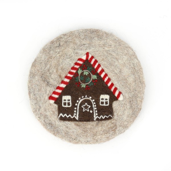 Topfuntersetzer LEBKUCHENHAUS DUNKEL, Filz